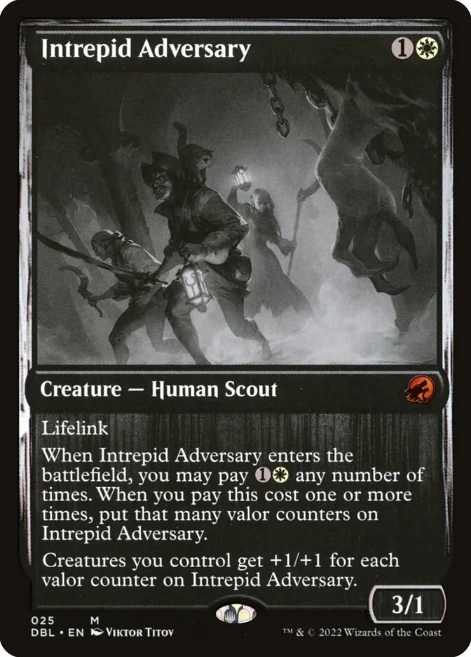 2022 Innistrad: Double Feature Intrepid Adversary mythic #25 mythic card image