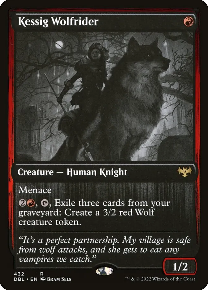 2022 Innistrad: Double Feature Kessig Wolfrider #432 rare card image