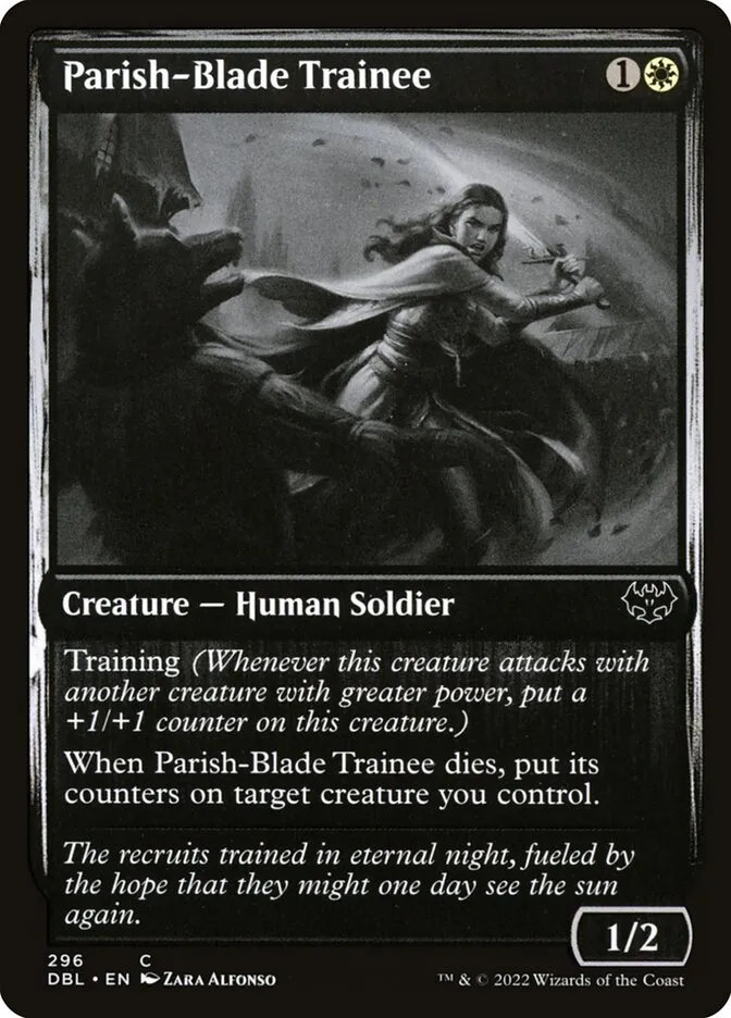 2022 Innistrad: Double Feature Parish-Blade Trainee common #296 common card image