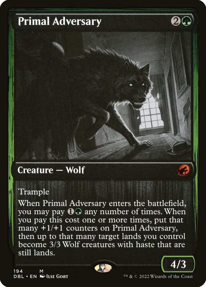 2022 Innistrad: Double Feature Primal Adversary #194 mythic card image
