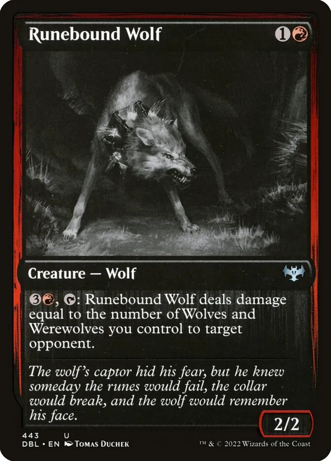2022 Innistrad: Double Feature Runebound Wolf uncommon #443 uncommon card image