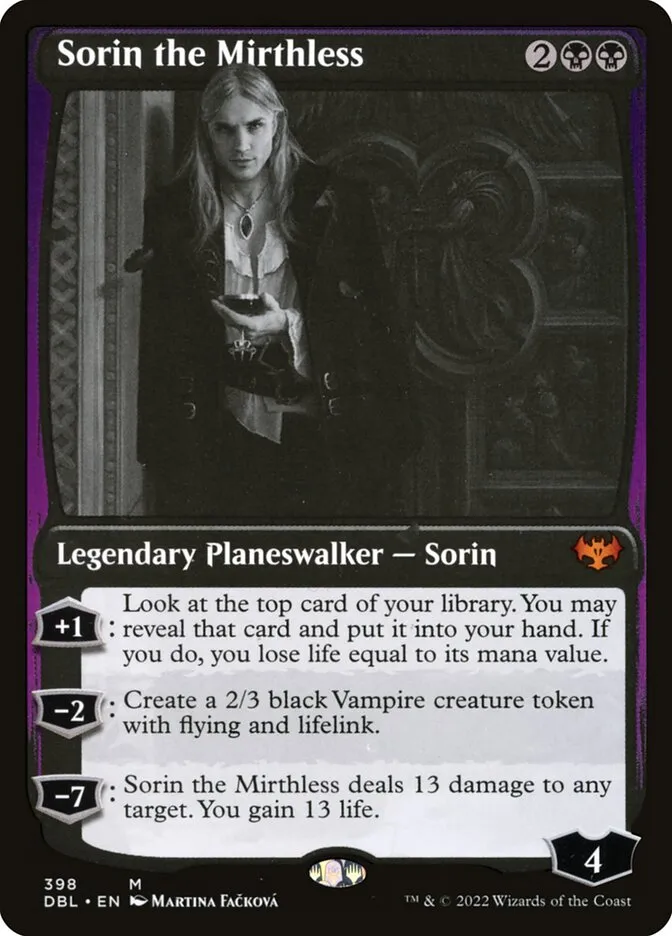 2022 Innistrad: Double Feature Sorin the Mirthless #398 mythic card image