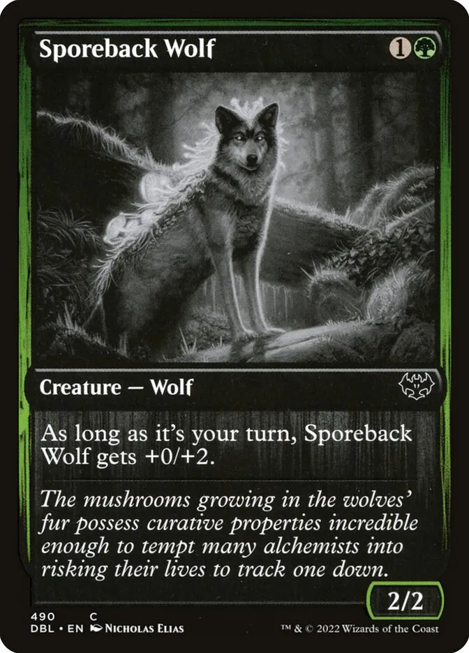 2022 Innistrad: Double Feature Sporeback Wolf common #490 common card image