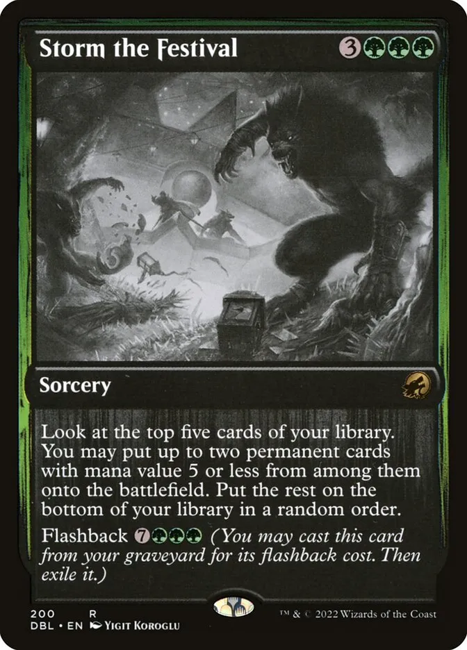 2022 Innistrad: Double Feature Storm the Festival #200 rare card image
