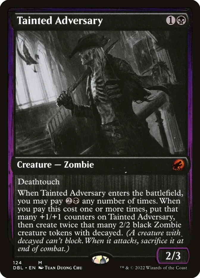 2022 Innistrad: Double Feature Tainted Adversary #124 mythic card image