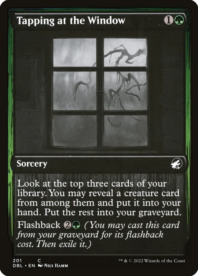2022 Innistrad: Double Feature Tapping at the Window common #201 common card image