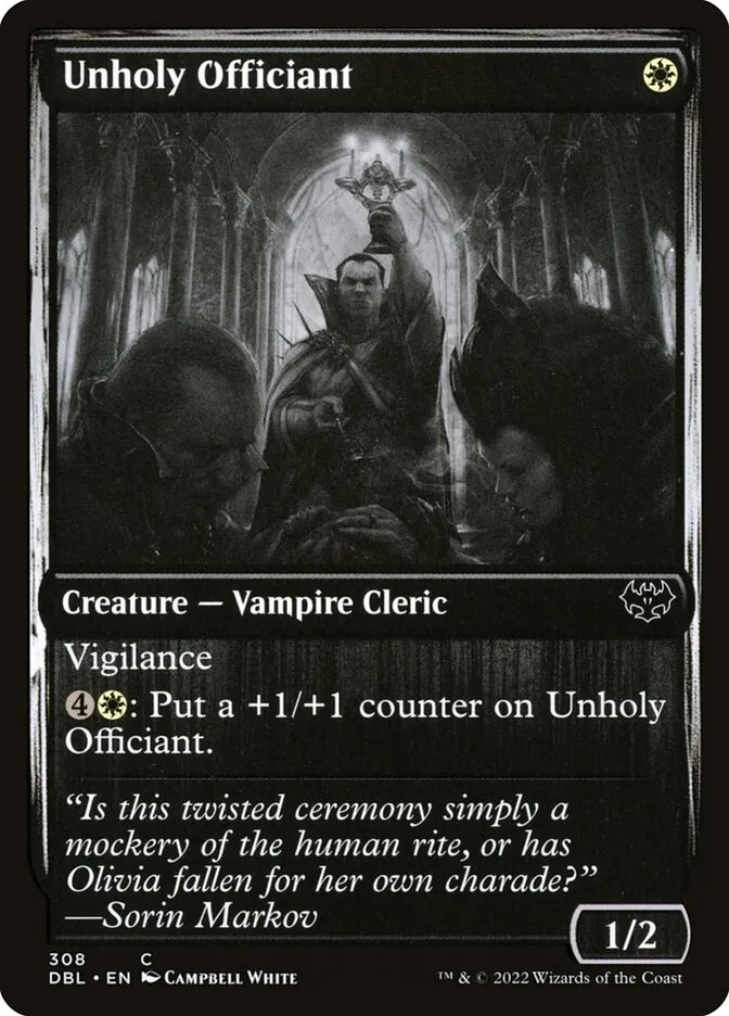 2022 Innistrad: Double Feature Unholy Officiant #308 common card image