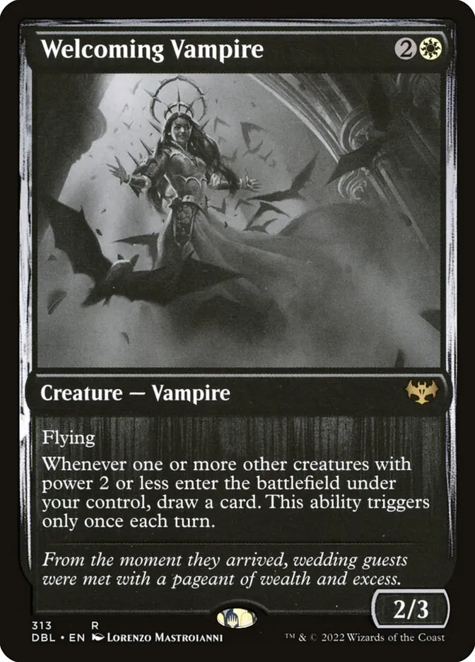 2022 Innistrad: Double Feature Welcoming Vampire [Foil] rare #313 rare card image