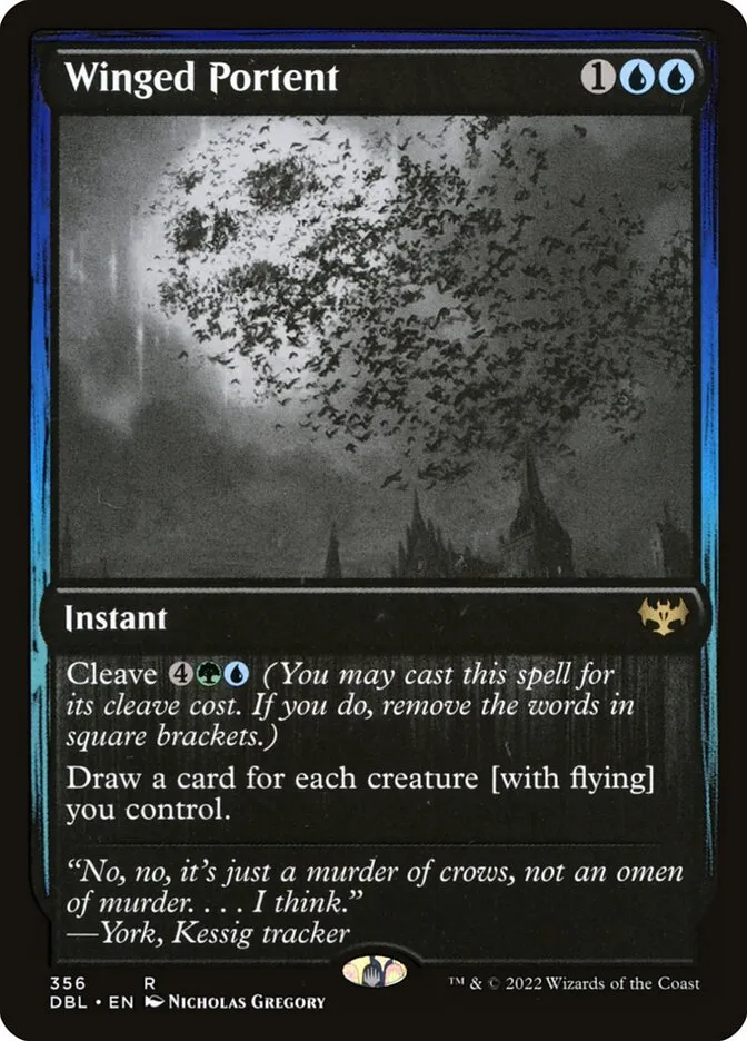 2022 Innistrad: Double Feature Winged Portent #356 rare card image