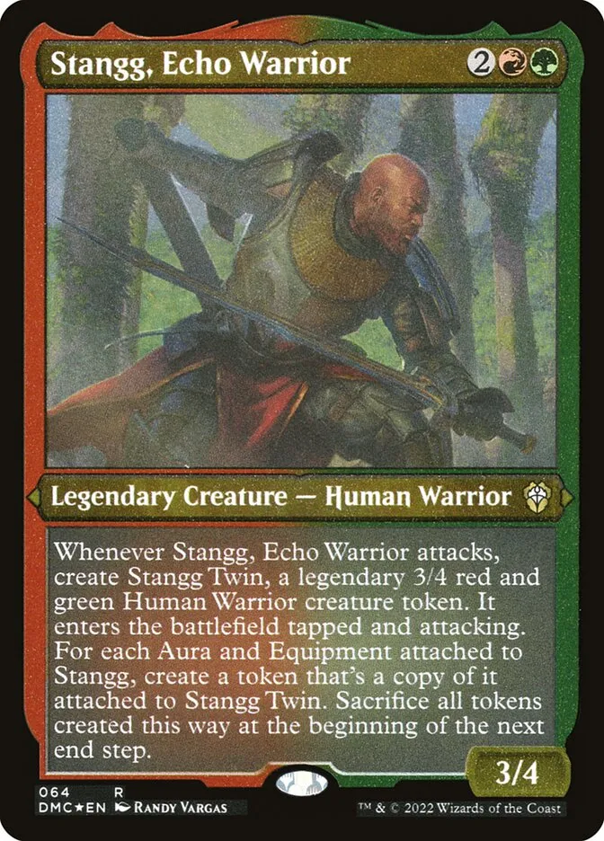 2022 Dominaria United Commander Stangg, Echo Warrior #64 rare card image