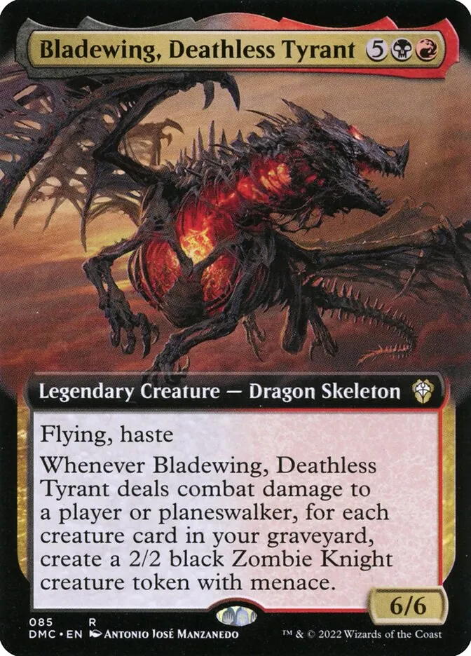 2022 Dominaria United Commander Bladewing, Deathless Tyrant #85 rare card image