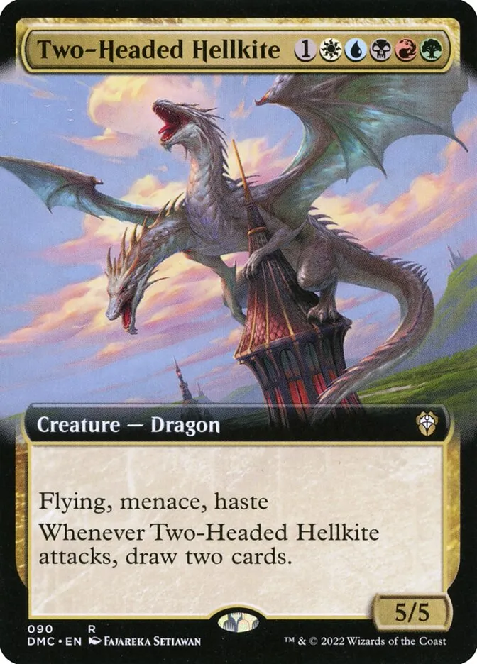 2022 Dominaria United Commander Two-Headed Hellkite #90 rare card image