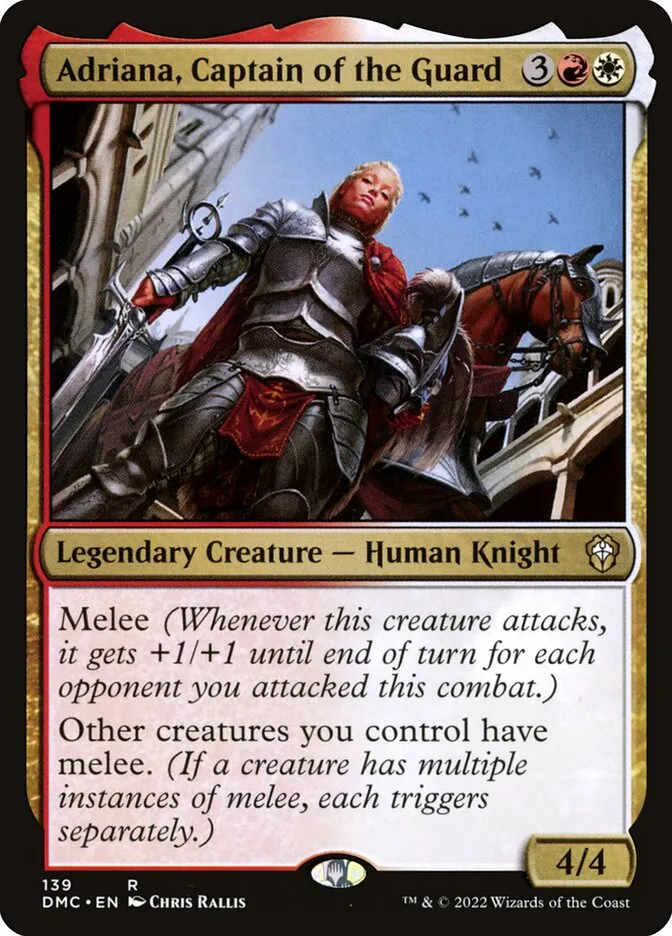 2022 Dominaria United Commander Adriana, Captain of the Guard #139 rare card image