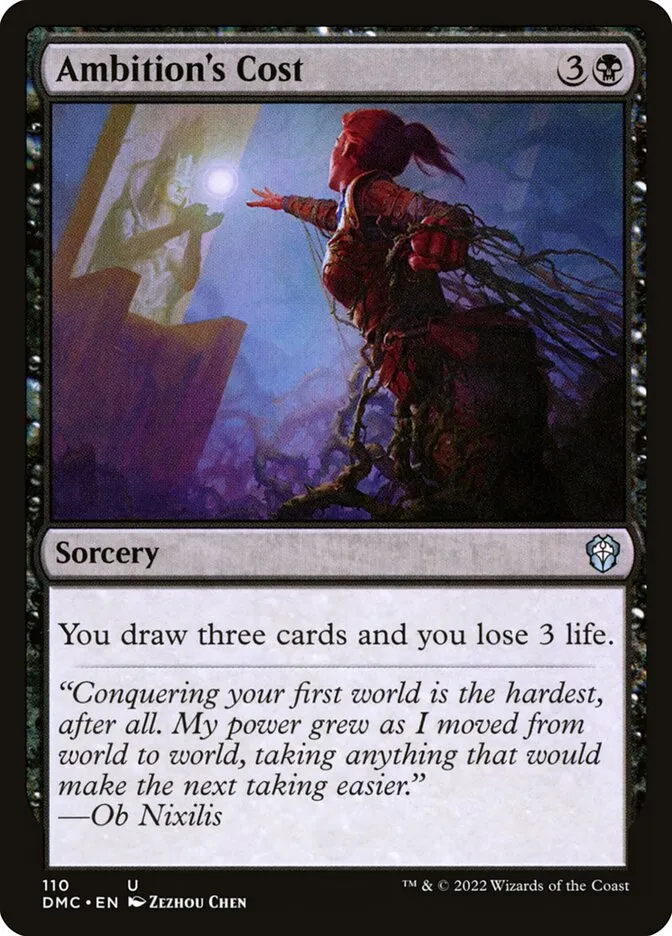 2022 Dominaria United Commander Ambition's Cost #110 uncommon card image