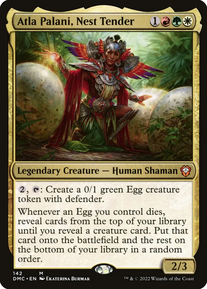 2022 Dominaria United Commander Atla Palani, Nest Tender #142 mythic card image