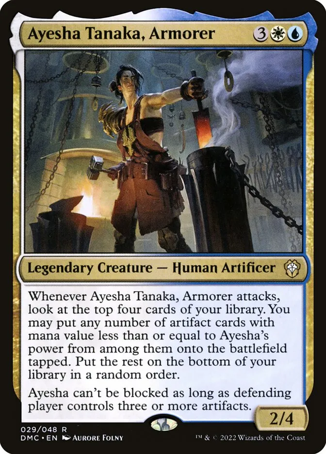 2022 Dominaria United Commander Ayesha Tanaka, Armorer rare #29 rare card image