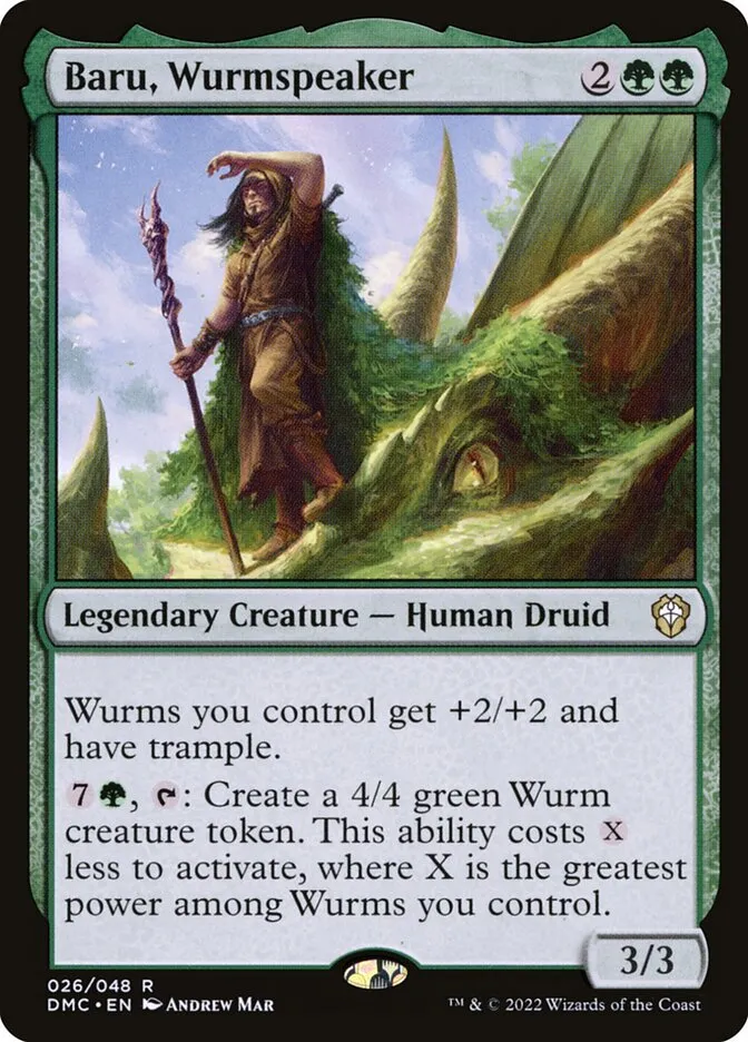 2022 Dominaria United Commander Baru, Wurmspeaker rare #26 rare card image