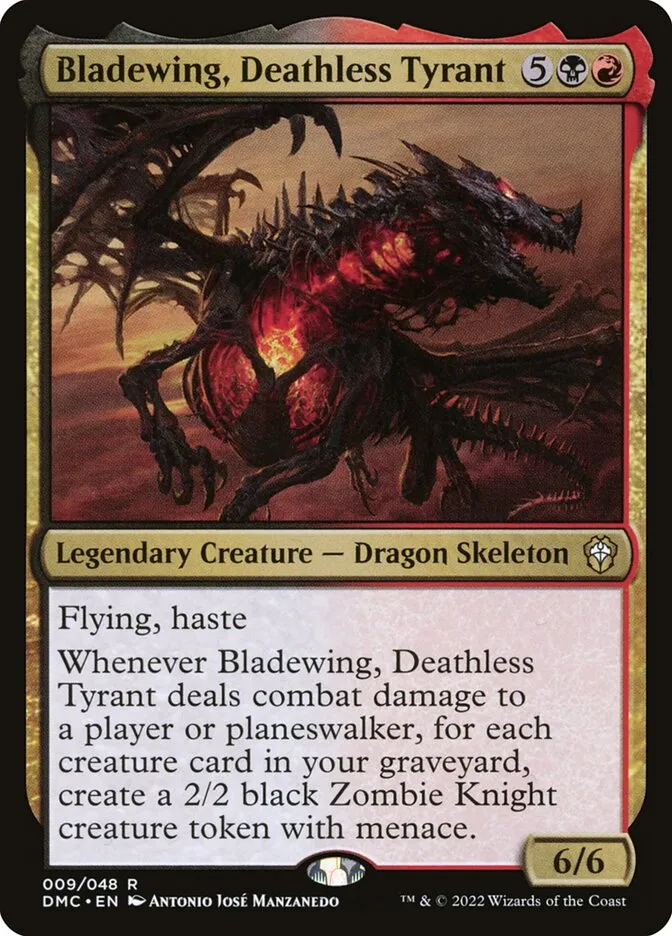 2022 Dominaria United Commander Bladewing, Deathless Tyrant rare #9 rare card image