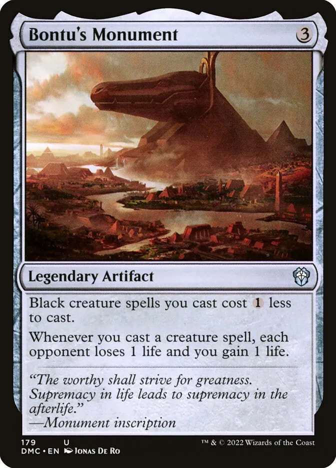 2022 Dominaria United Commander Bontu's Monument #179 uncommon card image