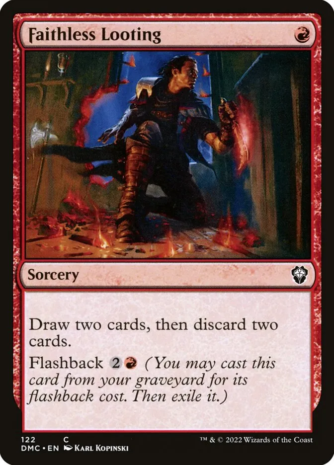 2022 Dominaria United Commander Faithless Looting #122 common card image