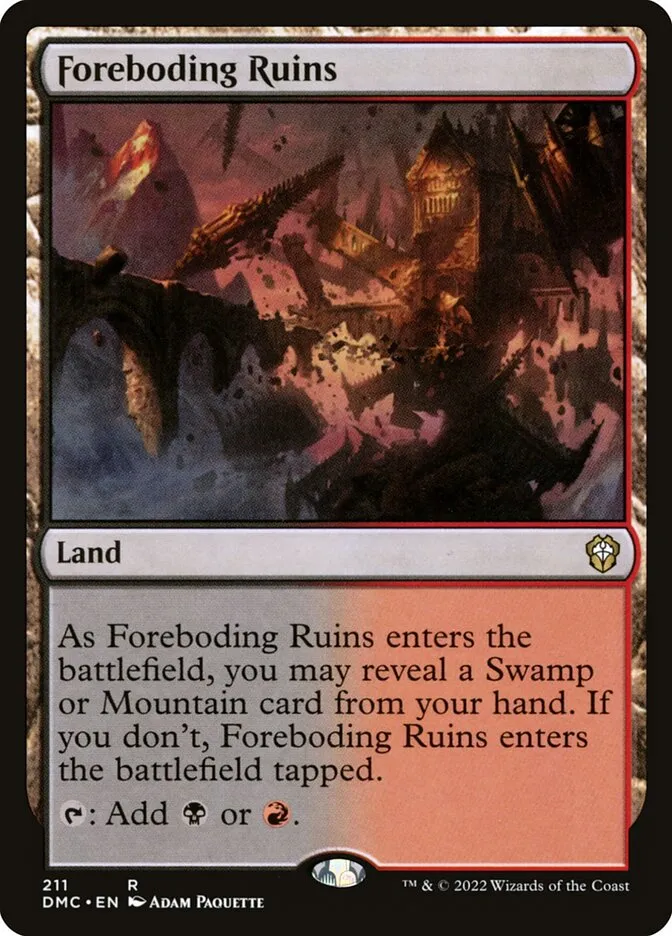 2022 Dominaria United Commander Foreboding Ruins #211 rare card image