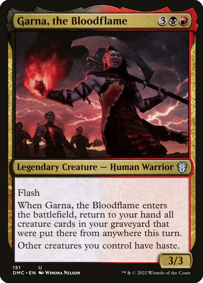 2022 Dominaria United Commander Garna, the Bloodflame #151 uncommon card image