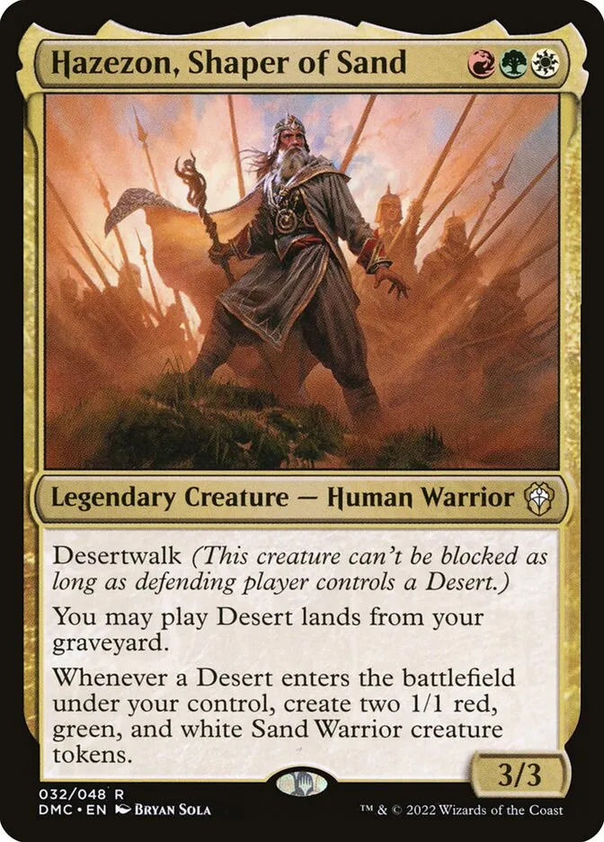 2022 Dominaria United Commander Hazezon, Shaper of Sand rare #32 rare card image