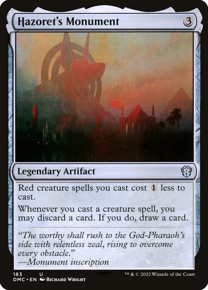 2022 Dominaria United Commander Hazoret's Monument #183 uncommon card image