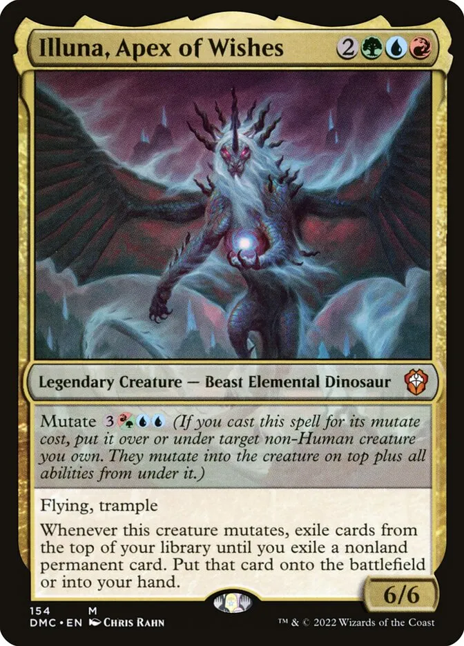 2022 Dominaria United Commander Illuna, Apex of Wishes #154 mythic card image