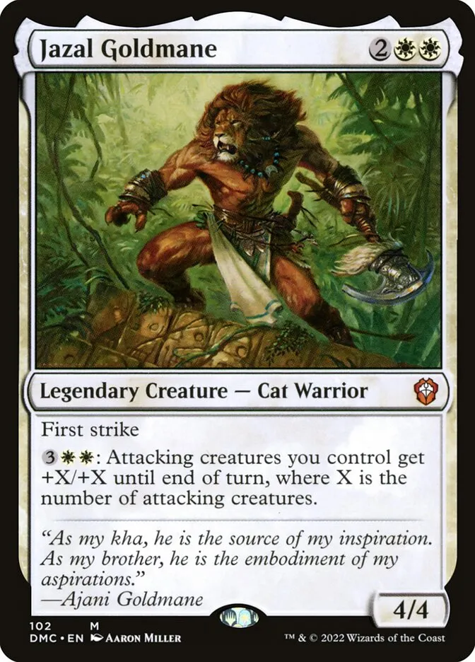 2022 Dominaria United Commander Jazal Goldmane mythic #102 mythic card image