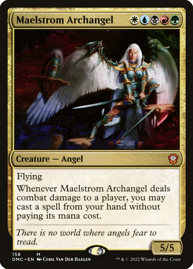 2022 Dominaria United Commander Maelstrom Archangel #158 mythic card image
