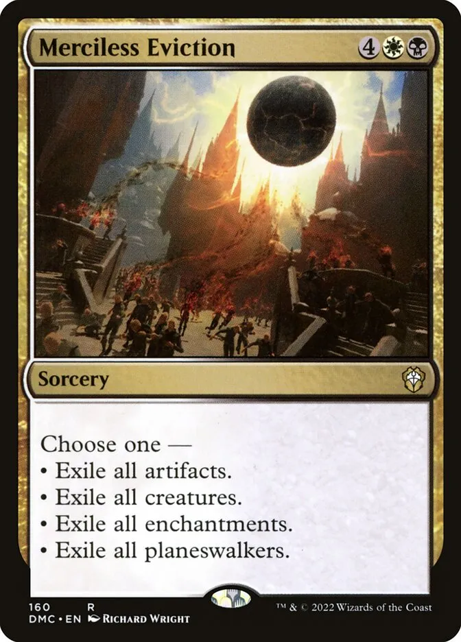 2022 Dominaria United Commander Merciless Eviction #160 rare card image