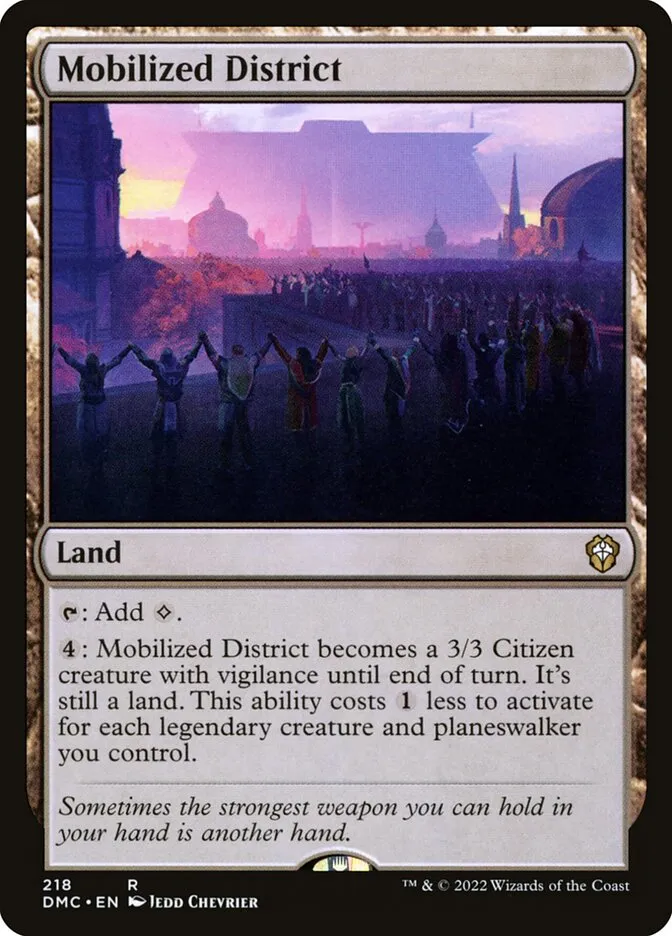 2022 Dominaria United Commander Mobilized District #218 rare card image
