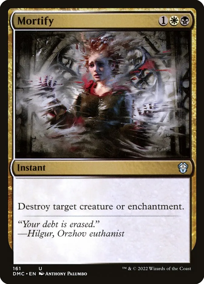 2022 Dominaria United Commander Mortify #161 uncommon card image