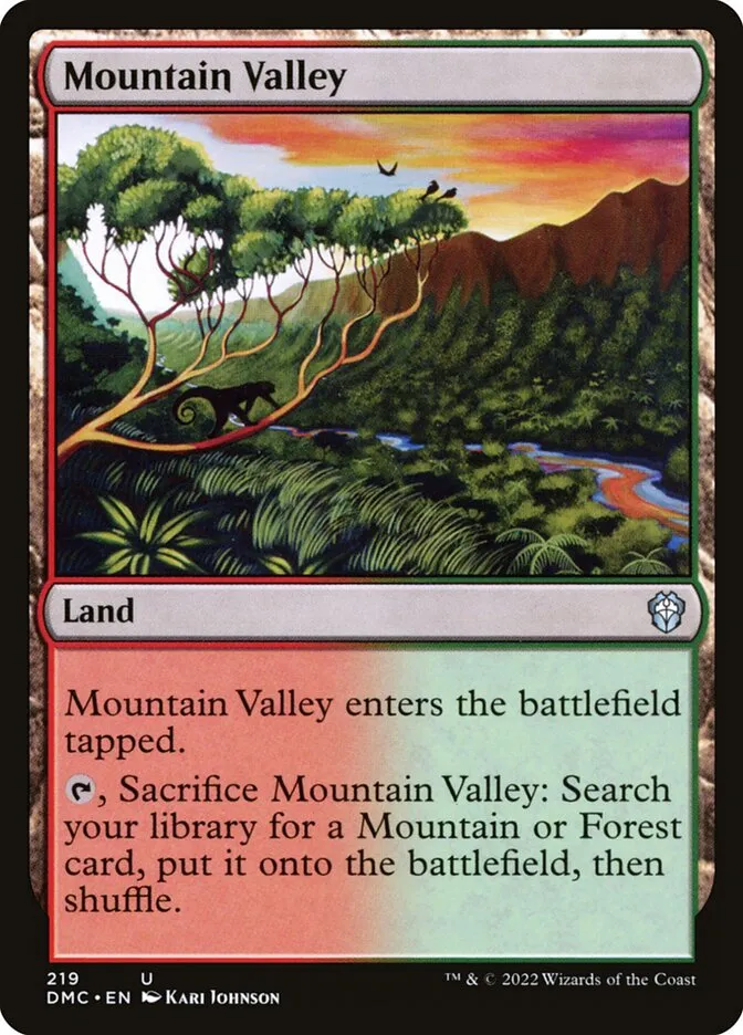 2022 Dominaria United Commander Mountain Valley #219 uncommon card image