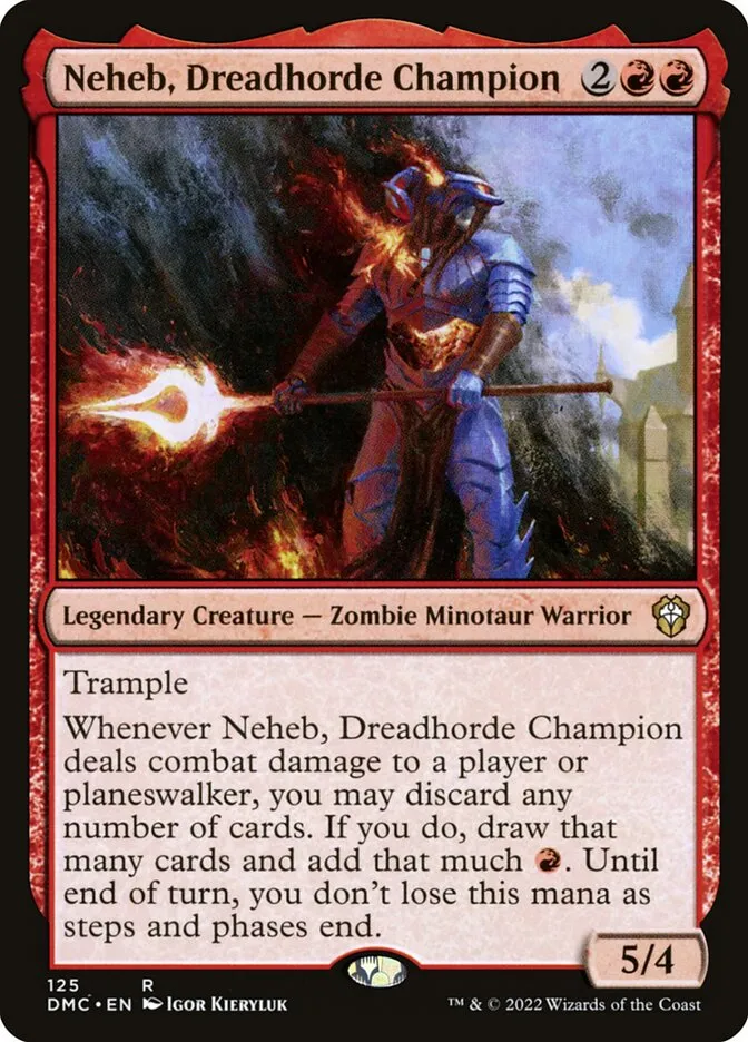 2022 Dominaria United Commander Neheb, Dreadhorde Champion #125 rare card image