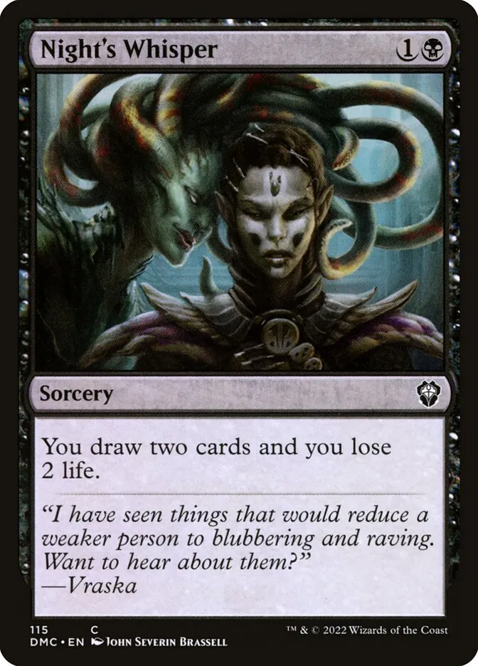 2022 Dominaria United Commander Night's Whisper #115 common card image
