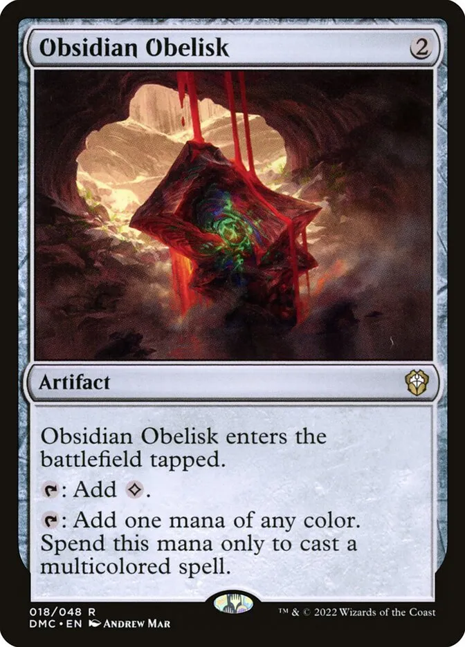 2022 Dominaria United Commander Obsidian Obelisk rare #18 rare card image