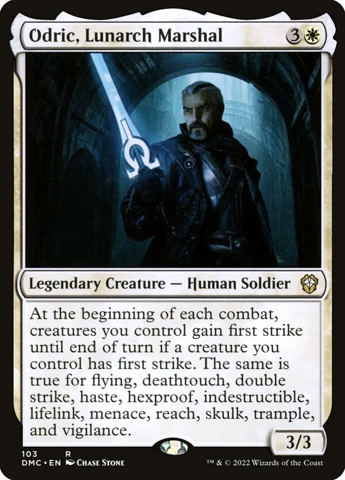 2022 Dominaria United Commander Odric, Lunarch Marshal rare #103 rare card image