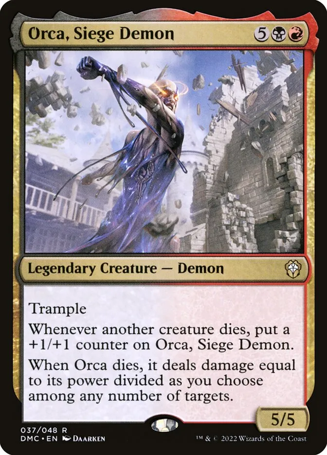 2022 Dominaria United Commander Orca, Siege Demon rare #37 rare card image