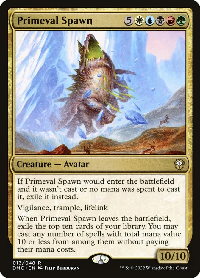 2022 Dominaria United Commander Primeval Spawn rare #13 rare card image