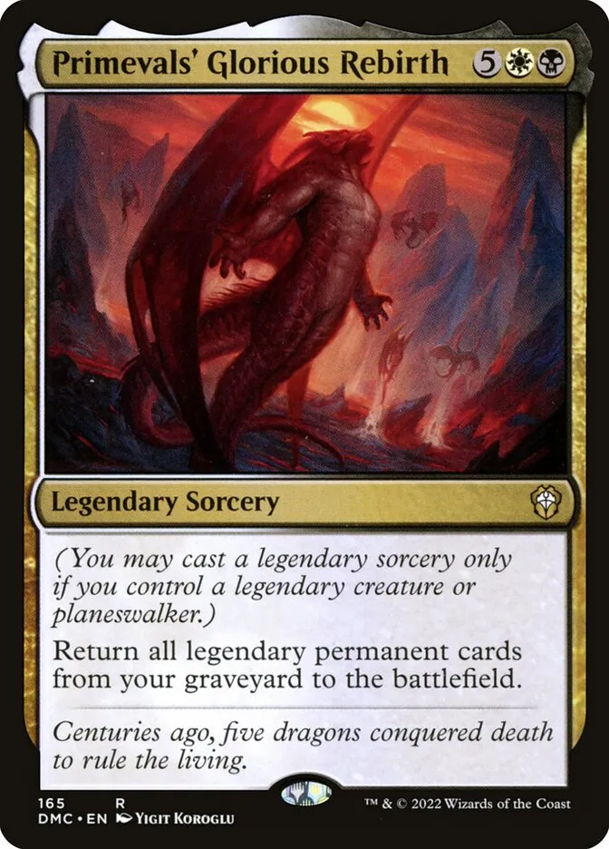 2022 Dominaria United Commander Primevals' Glorious Rebirth #165 rare card image