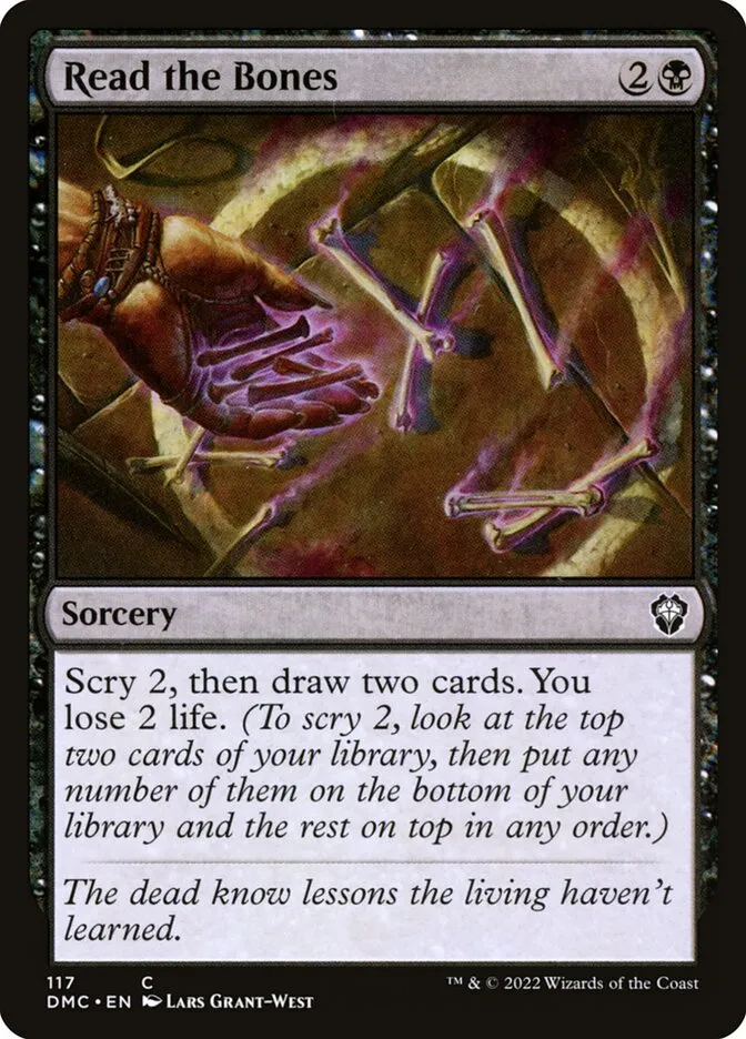 2022 Dominaria United Commander Read the Bones #117 common card image