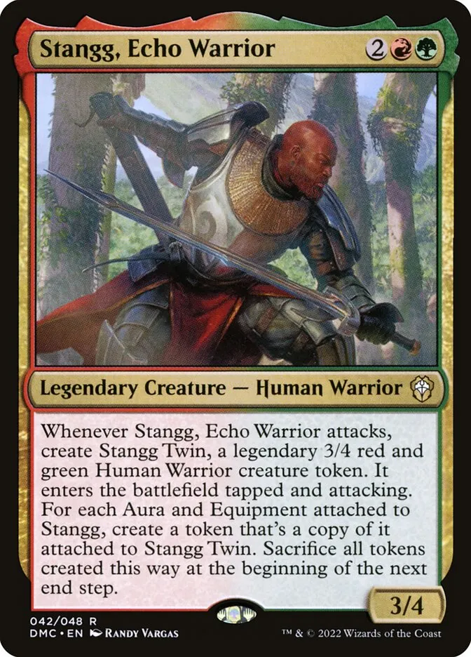 2022 Dominaria United Commander Stangg, Echo Warrior rare #42 rare card image