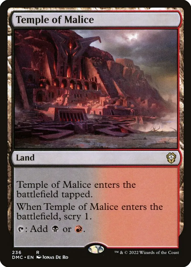 2022 Dominaria United Commander Temple of Malice #236 rare card image