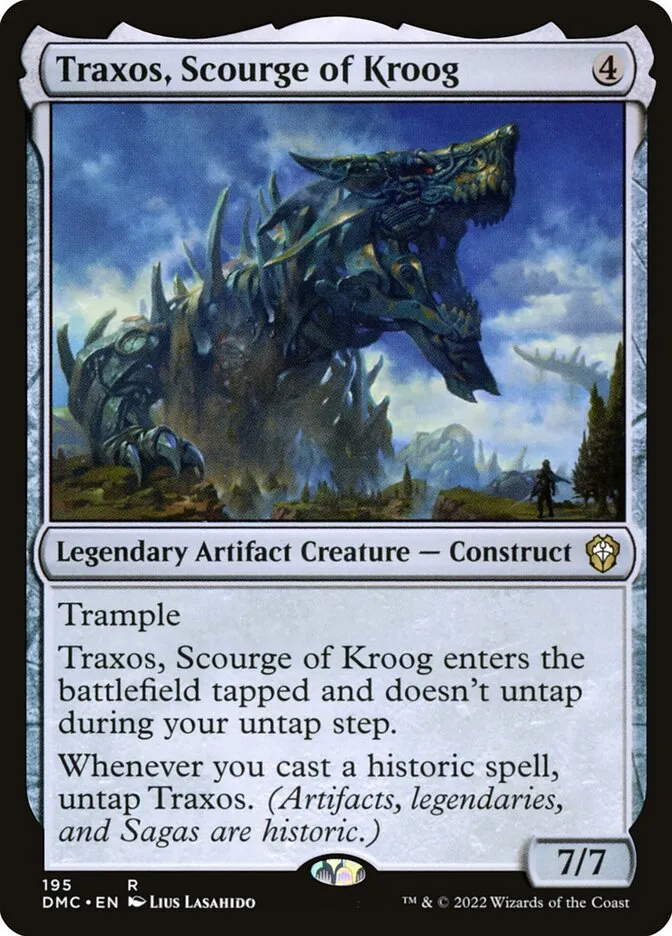 2022 Dominaria United Commander Traxos, Scourge of Kroog #195 rare card image