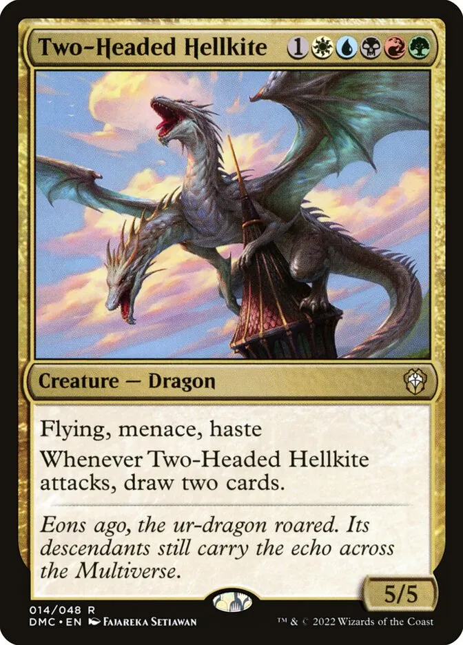 2022 Dominaria United Commander Two-Headed Hellkite rare #14 rare card image