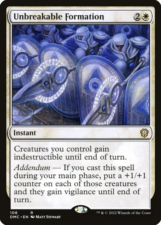 2022 Dominaria United Commander Unbreakable Formation #106 rare card image