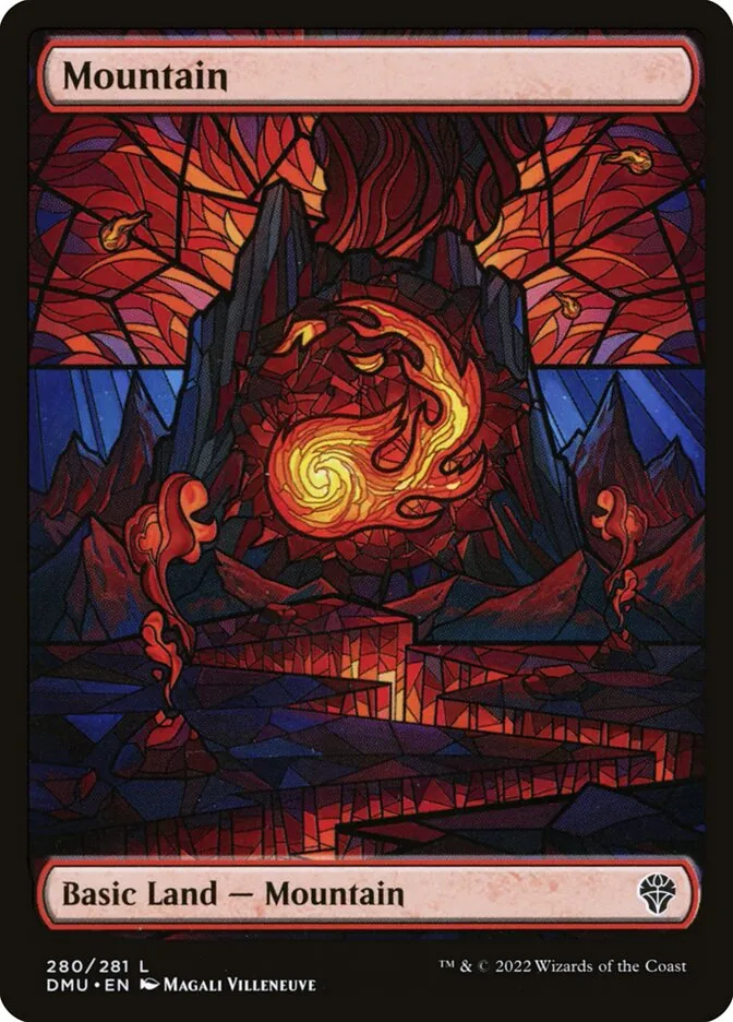 2022 Dominaria United Mountain [Stained Glass] common #280 common card image