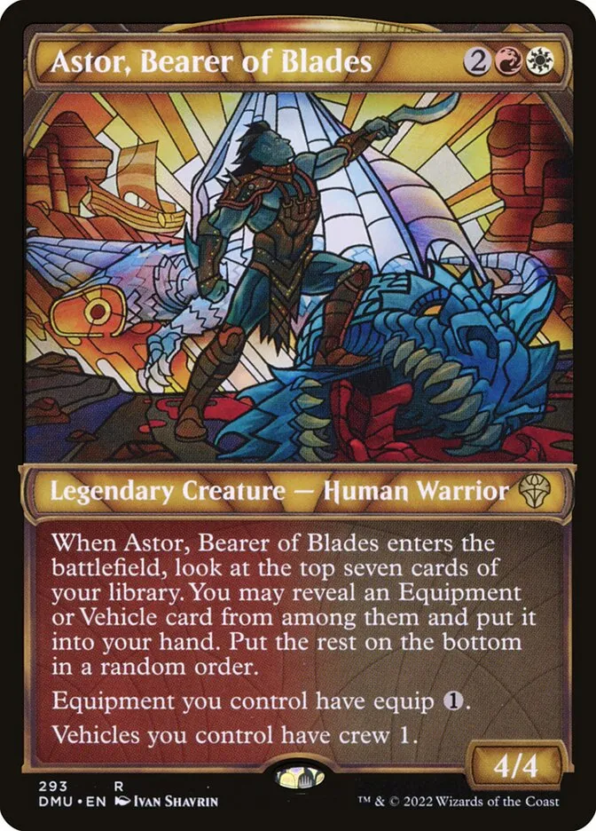 2022 Dominaria United Astor, Bearer of Blades rare #293 rare card image